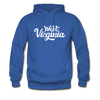 West Virginia Hoodie - Hand Lettered Unisex West Virginia Hooded Sweatshirt - royal blue