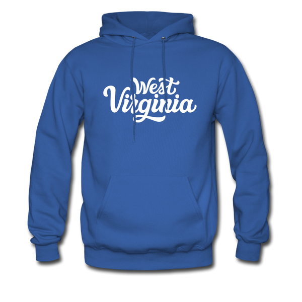 West Virginia Hoodie - Hand Lettered Unisex West Virginia Hooded Sweatshirt - royal blue