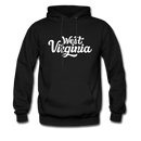 West Virginia Hoodie - Hand Lettered Unisex West Virginia Hooded Sweatshirt - black