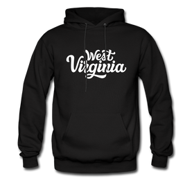 West Virginia Hoodie - Hand Lettered Unisex West Virginia Hooded Sweatshirt - black