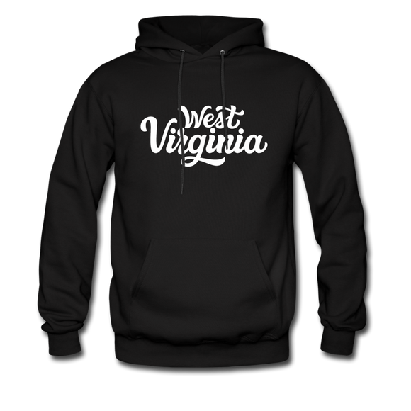 West Virginia Hoodie - Hand Lettered Unisex West Virginia Hooded Sweatshirt - black