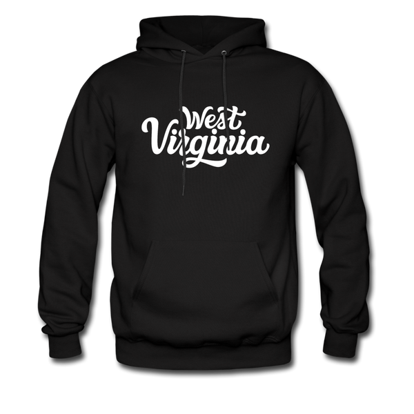 West Virginia Hoodie - Hand Lettered Unisex West Virginia Hooded Sweatshirt - black
