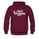 West Virginia Hoodie - Hand Lettered Unisex West Virginia Hooded Sweatshirt - burgundy