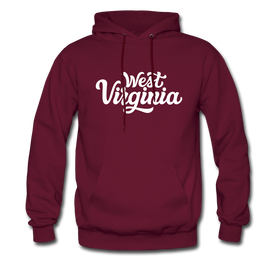West Virginia Hoodie - Hand Lettered Unisex West Virginia Hooded Sweatshirt - burgundy