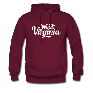 West Virginia Hoodie - Hand Lettered Unisex West Virginia Hooded Sweatshirt - burgundy