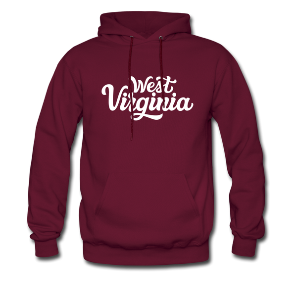 West Virginia Hoodie - Hand Lettered Unisex West Virginia Hooded Sweatshirt - burgundy