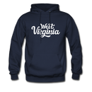 West Virginia Hoodie - Hand Lettered Unisex West Virginia Hooded Sweatshirt - navy
