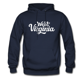 West Virginia Hoodie - Hand Lettered Unisex West Virginia Hooded Sweatshirt - navy