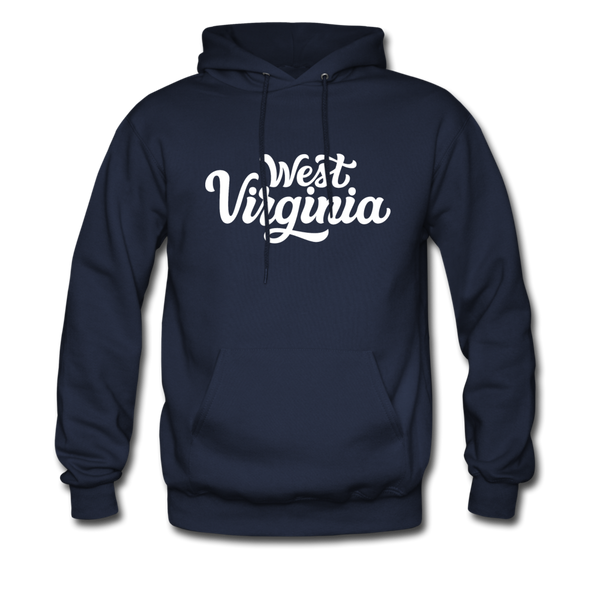 West Virginia Hoodie - Hand Lettered Unisex West Virginia Hooded Sweatshirt - navy
