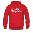 West Virginia Hoodie - Hand Lettered Unisex West Virginia Hooded Sweatshirt - red