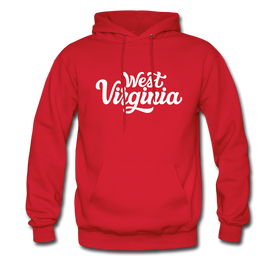 West Virginia Hoodie - Hand Lettered Unisex West Virginia Hooded Sweatshirt - red