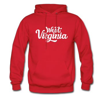West Virginia Hoodie - Hand Lettered Unisex West Virginia Hooded Sweatshirt - red