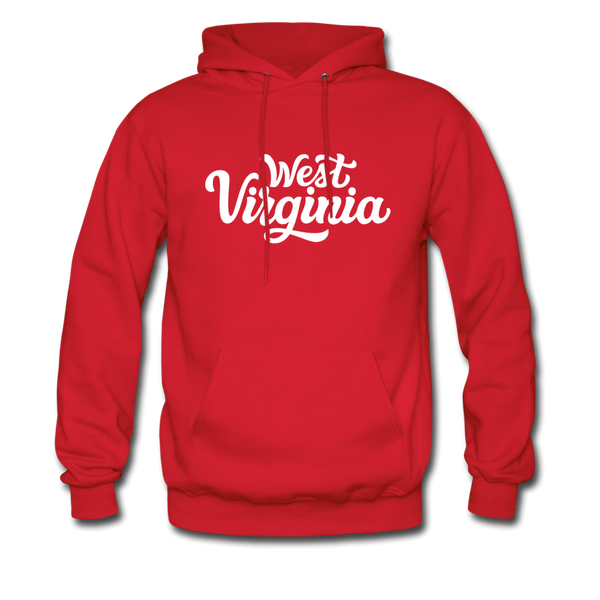 West Virginia Hoodie - Hand Lettered Unisex West Virginia Hooded Sweatshirt - red