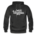 West Virginia Hoodie - Hand Lettered Unisex West Virginia Hooded Sweatshirt - charcoal gray