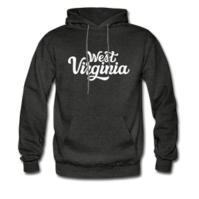 West Virginia Hoodie - Hand Lettered Unisex West Virginia Hooded Sweatshirt - charcoal gray