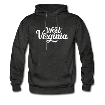 West Virginia Hoodie - Hand Lettered Unisex West Virginia Hooded Sweatshirt - charcoal gray