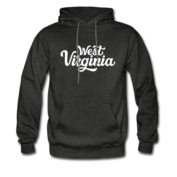 West Virginia Hoodie - Hand Lettered Unisex West Virginia Hooded Sweatshirt - charcoal gray