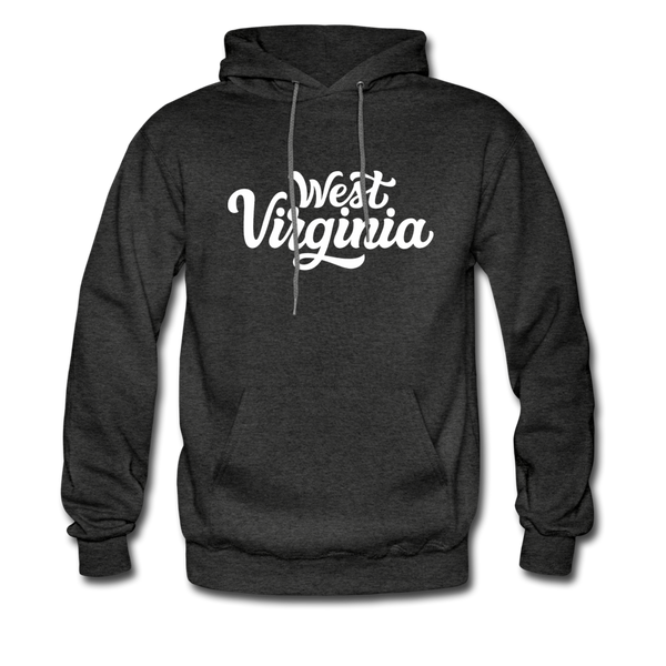 West Virginia Hoodie - Hand Lettered Unisex West Virginia Hooded Sweatshirt - charcoal gray