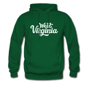 West Virginia Hoodie - Hand Lettered Unisex West Virginia Hooded Sweatshirt - forest green