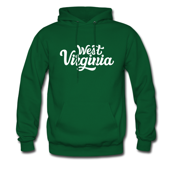 West Virginia Hoodie - Hand Lettered Unisex West Virginia Hooded Sweatshirt - forest green