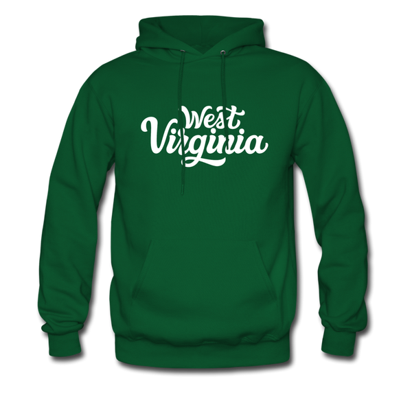 West Virginia Hoodie - Hand Lettered Unisex West Virginia Hooded Sweatshirt - forest green