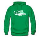 West Virginia Hoodie - Hand Lettered Unisex West Virginia Hooded Sweatshirt - kelly green
