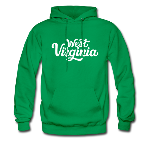West Virginia Hoodie - Hand Lettered Unisex West Virginia Hooded Sweatshirt - kelly green