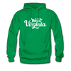 West Virginia Hoodie - Hand Lettered Unisex West Virginia Hooded Sweatshirt - kelly green