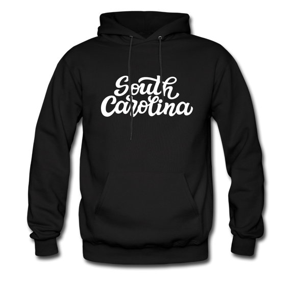 South Carolina Hoodie - Hand Lettered Unisex South Carolina Hooded Sweatshirt - black