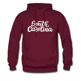 South Carolina Hoodie - Hand Lettered Unisex South Carolina Hooded Sweatshirt - burgundy