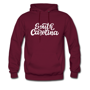 South Carolina Hoodie - Hand Lettered Unisex South Carolina Hooded Sweatshirt - burgundy