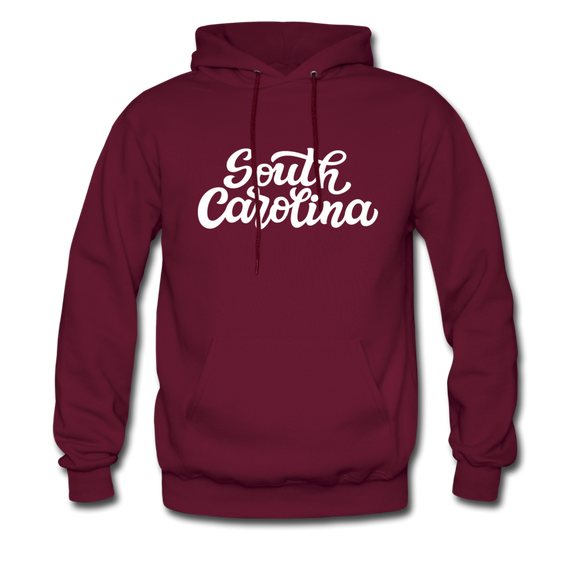 South Carolina Hoodie - Hand Lettered Unisex South Carolina Hooded Sweatshirt - burgundy