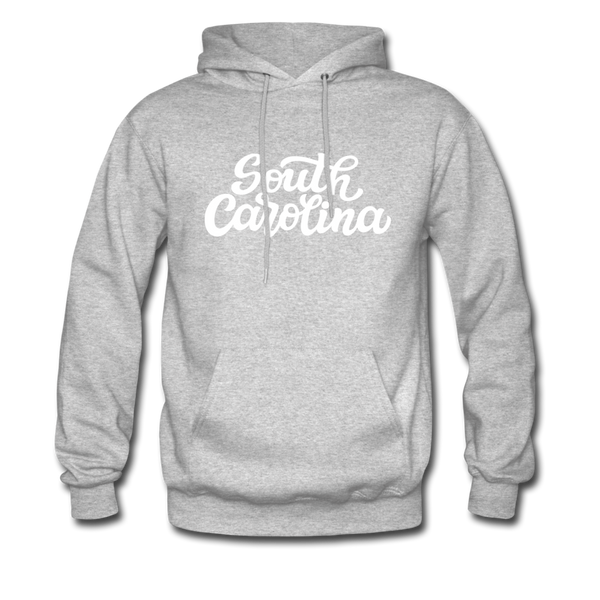 South Carolina Hoodie - Hand Lettered Unisex South Carolina Hooded Sweatshirt - heather gray