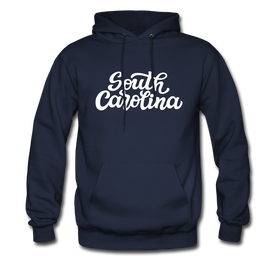 South Carolina Hoodie - Hand Lettered Unisex South Carolina Hooded Sweatshirt - navy