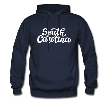 South Carolina Hoodie - Hand Lettered Unisex South Carolina Hooded Sweatshirt - navy