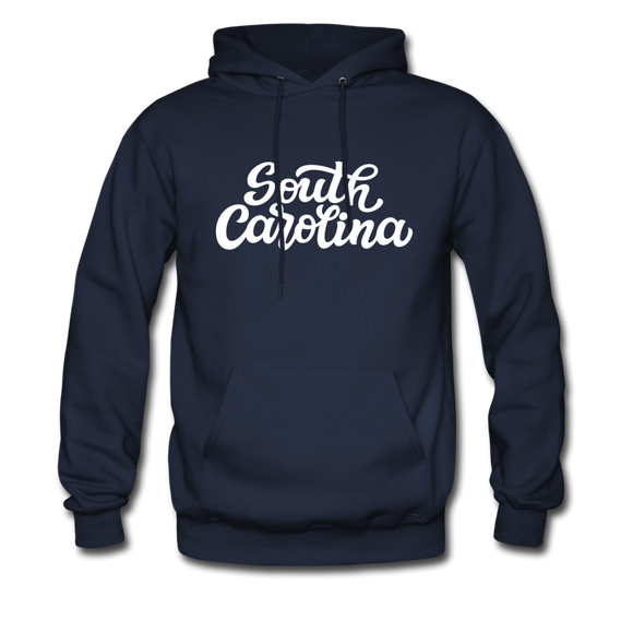 South Carolina Hoodie - Hand Lettered Unisex South Carolina Hooded Sweatshirt - navy