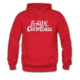 South Carolina Hoodie - Hand Lettered Unisex South Carolina Hooded Sweatshirt - red