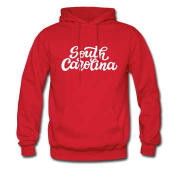 South Carolina Hoodie - Hand Lettered Unisex South Carolina Hooded Sweatshirt - red