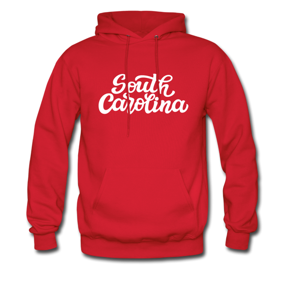 South Carolina Hoodie - Hand Lettered Unisex South Carolina Hooded Sweatshirt - red