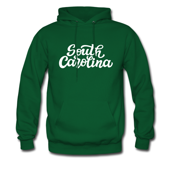 South Carolina Hoodie - Hand Lettered Unisex South Carolina Hooded Sweatshirt - forest green