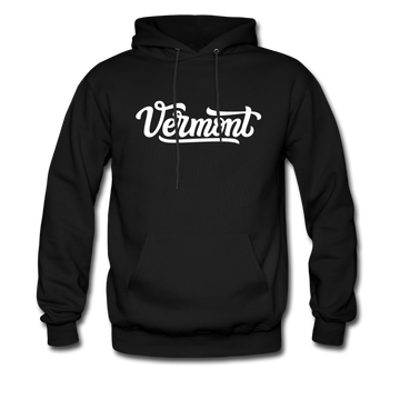 Vermont Hoodie - Hand Lettered Unisex Vermont Hooded Sweatshirt - black