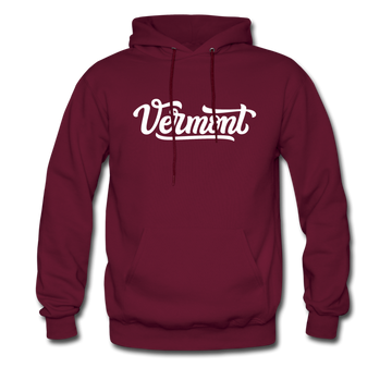 Vermont Hoodie - Hand Lettered Unisex Vermont Hooded Sweatshirt - burgundy