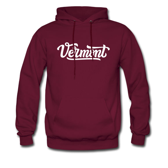Vermont Hoodie - Hand Lettered Unisex Vermont Hooded Sweatshirt - burgundy