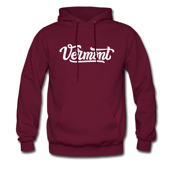 Vermont Hoodie - Hand Lettered Unisex Vermont Hooded Sweatshirt - burgundy