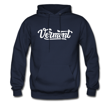 Vermont Hoodie - Hand Lettered Unisex Vermont Hooded Sweatshirt - navy