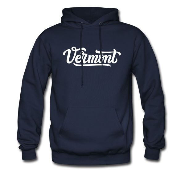 Vermont Hoodie - Hand Lettered Unisex Vermont Hooded Sweatshirt - navy