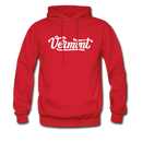 Vermont Hoodie - Hand Lettered Unisex Vermont Hooded Sweatshirt - red