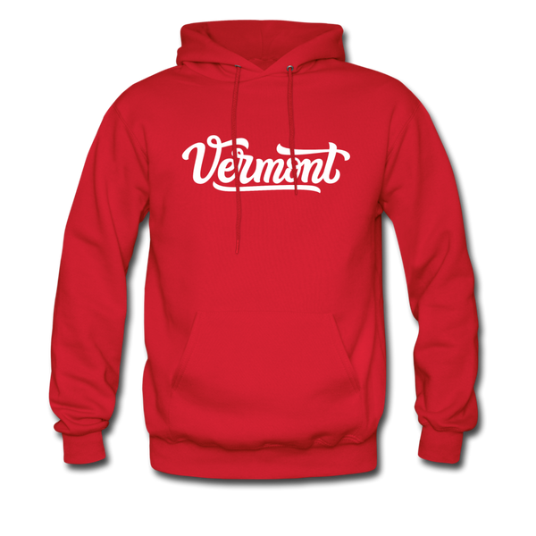Vermont Hoodie - Hand Lettered Unisex Vermont Hooded Sweatshirt - red