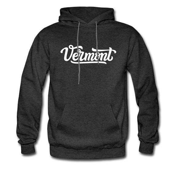 Vermont Hoodie - Hand Lettered Unisex Vermont Hooded Sweatshirt - charcoal gray