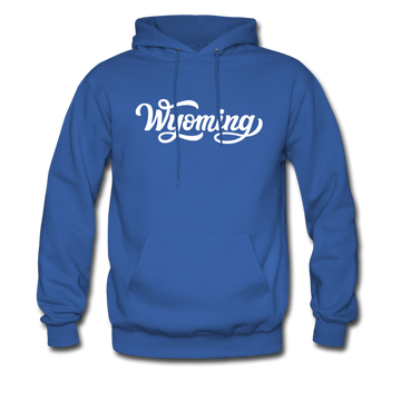Wyoming Hoodie - Hand Lettered Unisex Wyoming Hooded Sweatshirt - royal blue